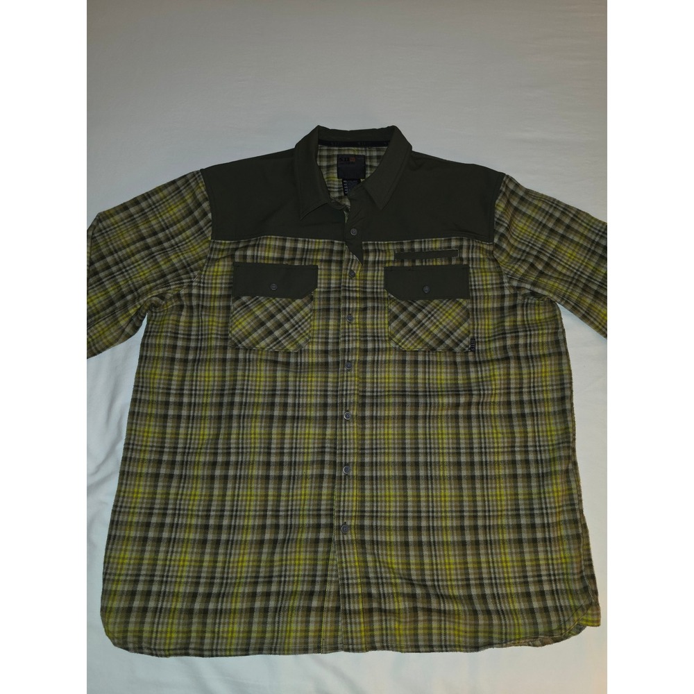 5.11 Tactical Mens XL Long Sleeve Plaid Button Down Shirt Olive TLBLIN-4389-1